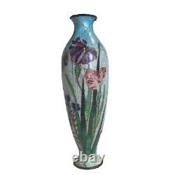 10 Inch Japanese Cloisonné Enamel Vase Antique Flowers Signed Xmas Gift