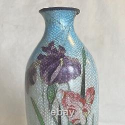 10 Inch Japanese Cloisonné Enamel Vase Antique Flowers Signed Xmas Gift