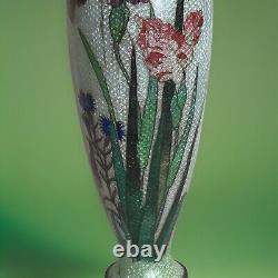 10 Inch Japanese Cloisonné Enamel Vase Antique Flowers Signed Xmas Gift