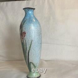 10 Inch Japanese Cloisonné Enamel Vase Antique Flowers Signed Xmas Gift