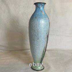 10 Inch Japanese Cloisonné Enamel Vase Antique Flowers Signed Xmas Gift