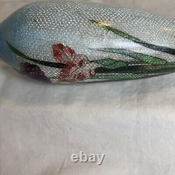 10 Inch Japanese Cloisonné Enamel Vase Antique Flowers Signed Xmas Gift