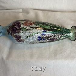 10 Inch Japanese Cloisonné Enamel Vase Antique Flowers Signed Xmas Gift