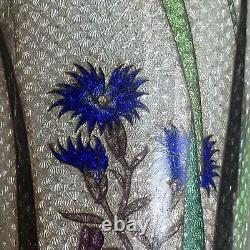 10 Inch Japanese Cloisonné Enamel Vase Antique Flowers Signed Xmas Gift