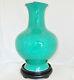 12.4 Vintage Ando Japanese Musen Shippo Jade Green Cloisonne Vase With Wood Stand
