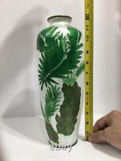 12 FINE Antique Japanese Meiji Signed Ginbari Cloisonné Palm Vase