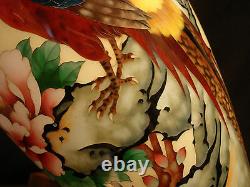 12 H Japanese Showa Period Inaba Silver Wire Pheasant Cloisonne Vase