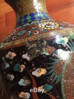 12 Large Pair Antique Japanese Chinese Cloisonné Vases Meiji Period dragon