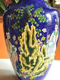 15-1/4 Vintage High Quality Chinese or Japanese Cloisonne Vase
