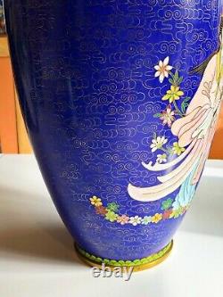 15-1/4 Vintage High Quality Chinese or Japanese Cloisonne Vase