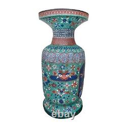 16 inch Huge Antique Cloisonne Japanese Edo Baluster Vase Bird Floral Enamel