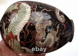 1900's Japanese Goldstone Cloisonne Enamel Dragon Vase