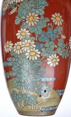 1930's Japanese Cloisonne Enamel Mini Vase Chrysanthemum Flower