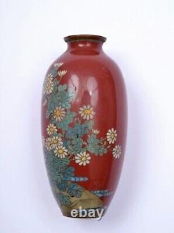 1930's Japanese Cloisonne Enamel Mini Vase Chrysanthemum Flower