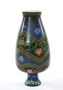 1930's Japanese Goldstone Cloisonne Enamel Shippo Vase Flowers