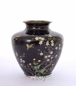 1930's Japanese Wireless Cloisonne Enamel Shippo Vase Plum Flower