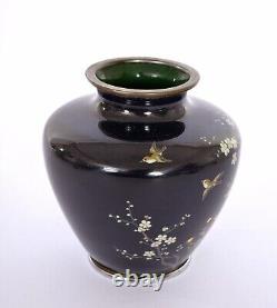 1930's Japanese Wireless Cloisonne Enamel Shippo Vase Plum Flower