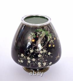 1930's Japanese Wireless Cloisonne Enamel Shippo Vase Plum Flower