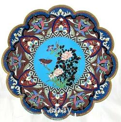 19th CENTURY JAPANESE MEIJI PERIOD CLOISONNE PLATE / CHARGER 31cm DIA