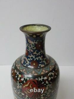 19th C. Japanese CLOISONNE Enamel on Bronze 9.75 Vase, Meiji Period