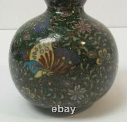 19th C. Japanese Cloisonne Enamel on Bronze 4.25 Miniature Gourd Vase
