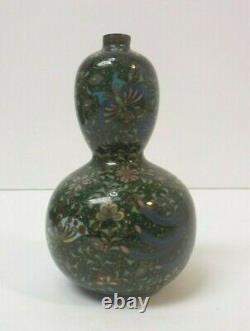 19th C. Japanese Cloisonne Enamel on Bronze 4.25 Miniature Gourd Vase
