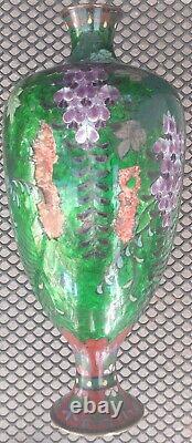 19th C. Japanese Cloisonne Enamel on Bronze 9 Vase, Ginbari Foil Decoration