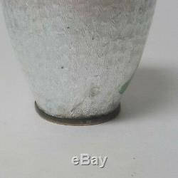 19th C. Japanese Cloisonne Ginbari Enamel 3.5 Vase, Chrysanthemum