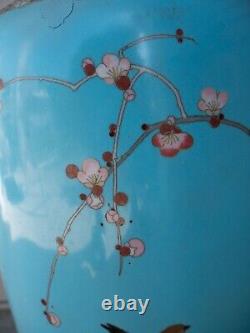24inch Egret Bird Flower Japanese Cloisonne Floor Vase Monumental Palace Enamel