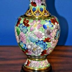 25 Chinese Vintage Cloisonne Vase Lamp-floral-asian-oriental-porcelain-japanese