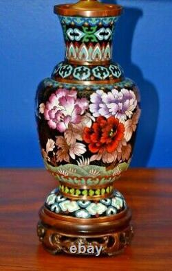 28 Chinese Vintage Cloisonne Vase Lamp-floral-asian-oriental-porcelain-japanese