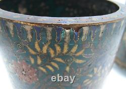 2 Early Japanese Cloisonne Vases Footed Very Nice