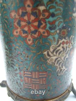 2 Early Japanese Cloisonne Vases Footed Very Nice