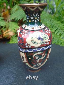 2 Japanese Cloisonne 19th century Meiji vases lovely items