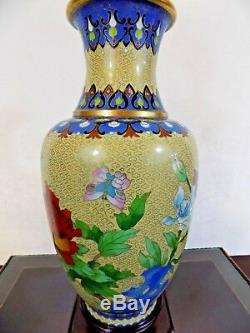 33 Chinese Vintage Cloisonne Vase Lamp Japanese Porcelain Enamel