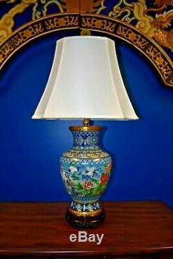 36 Chinese Cloisonne Vase Lamp Cranes Asian-oriental-porcelain-japanese