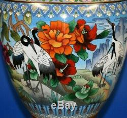 36 Chinese Cloisonne Vase Lamp Cranes Asian-oriental-porcelain-japanese