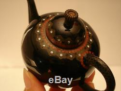 3 H Japanese Meiji Period Wire Cloisonne Miniature Tea Pot