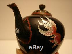3 H Japanese Meiji Period Wire Cloisonne Miniature Tea Pot