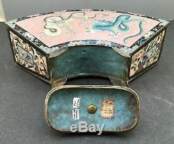4Imperial Japanese Meiji Cloisonne Jar with Dragons & Shishi