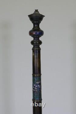 4 Ft. Cloisonne Champleve Torch Archaic Clouds Floral Oriental Lamp Incense