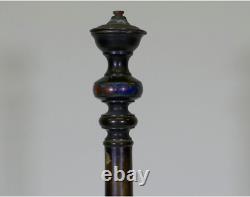 4 Ft. Cloisonne Champleve Torch Archaic Clouds Floral Oriental Lamp Incense