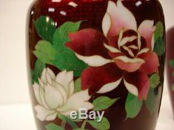 7 1/4 H Japanese Meiji Period Cloisonne Pigeon Blood Vase