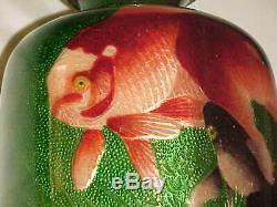8 1/2 Ota Toshiro Japanese Ginbari Enamel Copper Cloisonne Vase Oranda Goldfish