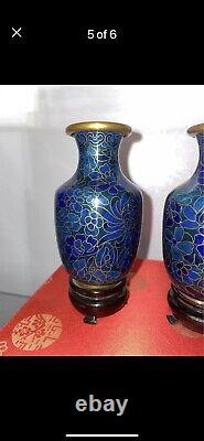 8 x 20thC Japanese Cloisonné Vases Process of Enamelling & Stands Cased