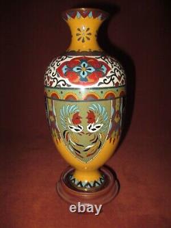 9.5 Japanese CLOISONNE Meiji era GOLDSTONE Vase c. 1880