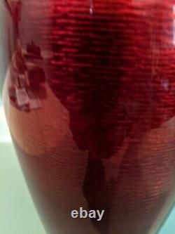 ANDO Japanese Cloisonne Vase 9.7 Pigeon Red Ginbari Silver Wire Enamel