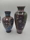 Antique Japanese Cloisonne Vases. 6.5 And 7.5. Meiji Periodvibrant Colors