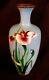 Antique Meiji Cloisonne Vase Orchids Blue C. 1880