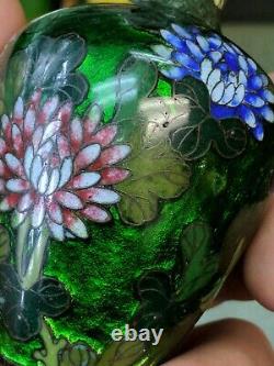 ANTIQUE japanese wire cloisonne vase depicting butterfly and flowers size 13.4cm
